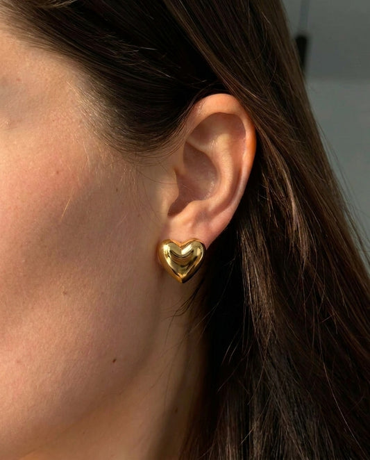 Pillow Heart Studs - Gold