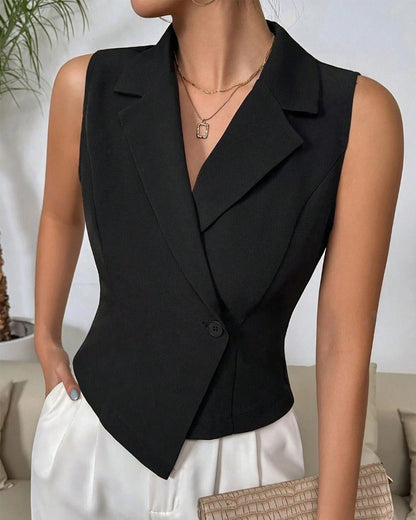 Notch Collar Waist Coat Black – Oyela