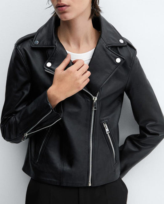 Textured Zip-Up Biker Jacket