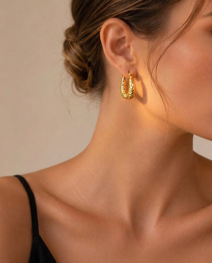 Golden Terrain Hoop Earrings