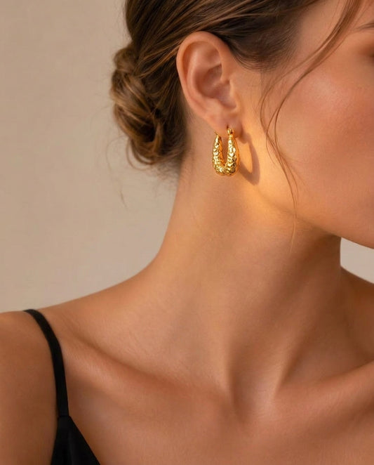 Golden Terrain Hoop Earrings