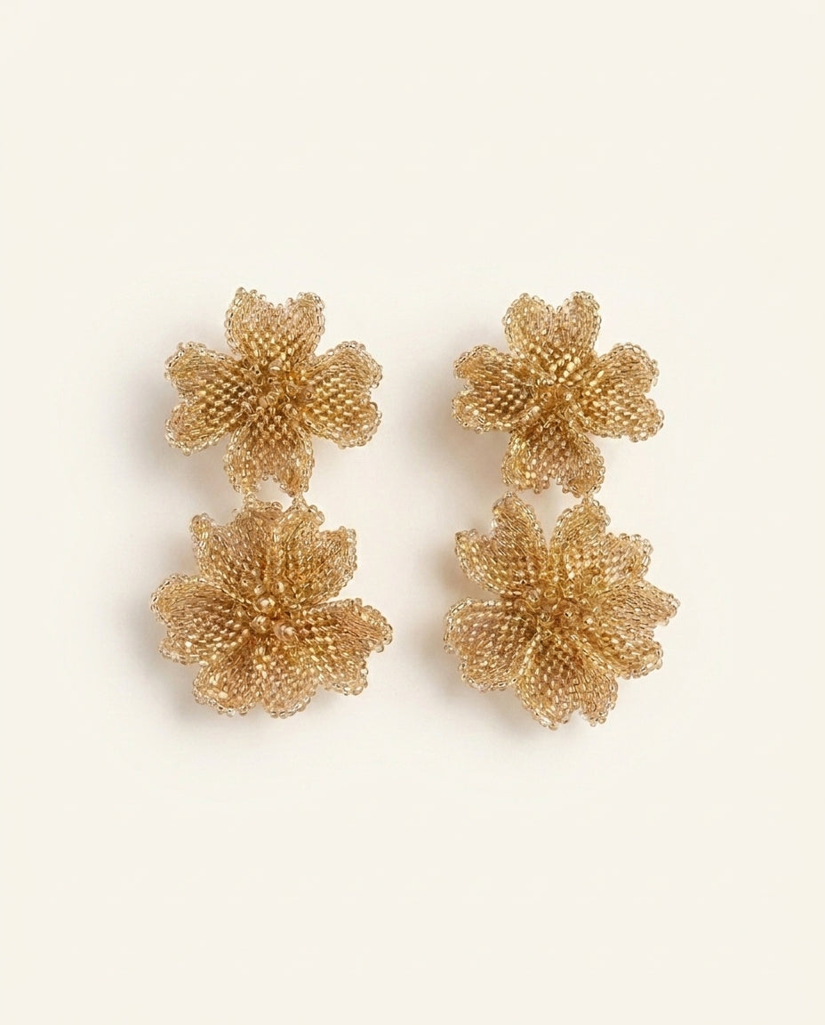 Golden Petal Drop Earrings