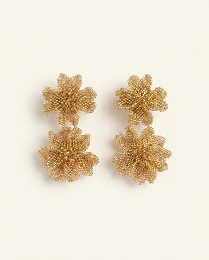Golden Petal Drop Earrings