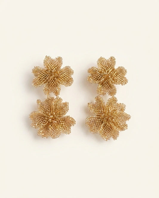 Golden Petal Drop Earrings