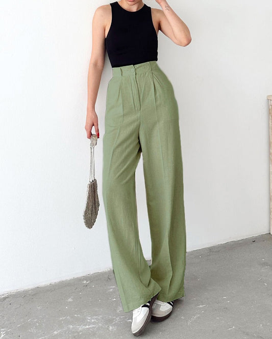 INVERTED PLEAT SOLID PANTS,Color: Pista
Fabric: 95% poly 5% spandex
Fit: Tailored Fit 
Length: Full Length (41")
Waist: High Rise 
Closure: Zip & Button
No. of Pockets: 2
Print: Solid,pants,bottomwear,pants,semi-formal,workwear,stretchable,polyester, spandex,pista,pleated,tailored fit,straight,full length,high rise