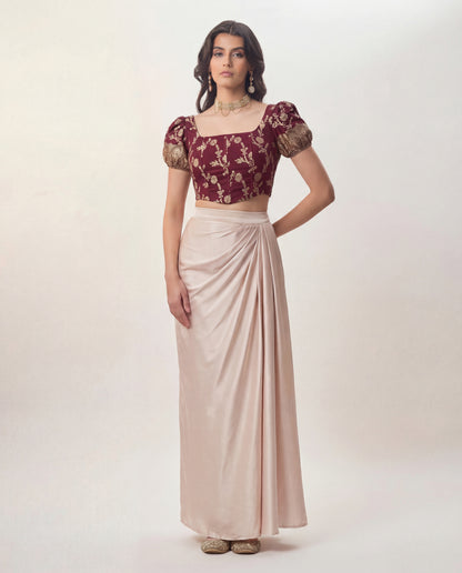 Puff Sleeve Corset Top and Skirt Coord Set