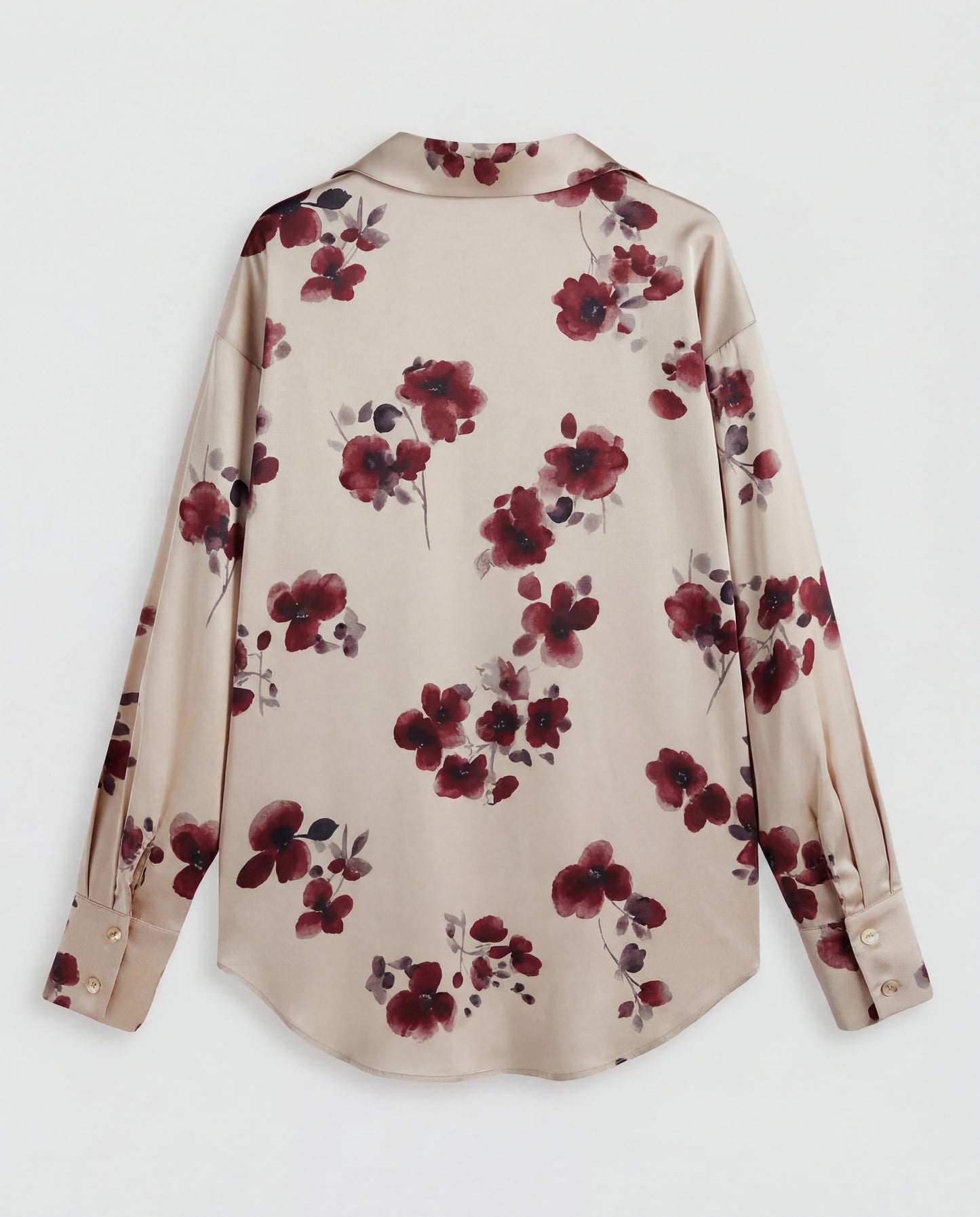 Wine Blossom Florals Satin Shirt