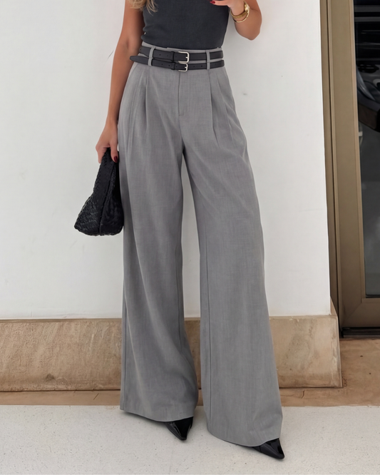 bottomwear,trousers,casual, casual chic,gen z,grey,pleated,belt,wide leg fit,wide leg,full length,,high rise	"OY2284	25110068GG"
