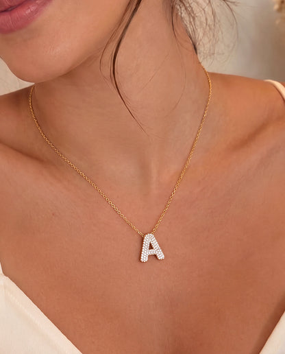 The A Rhinestone Anti Tarnish Necklace - Gold