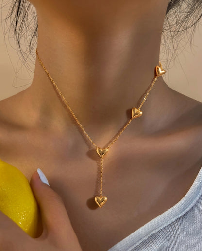 Golden Puff Heart Necklace