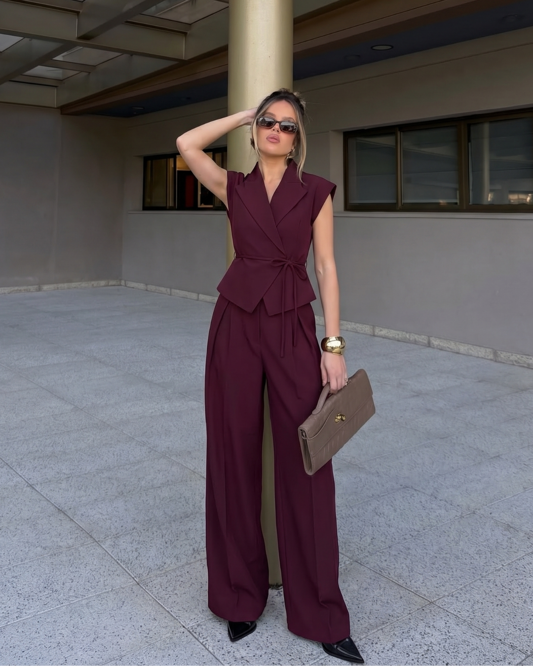 Maroon Structured Suit Set