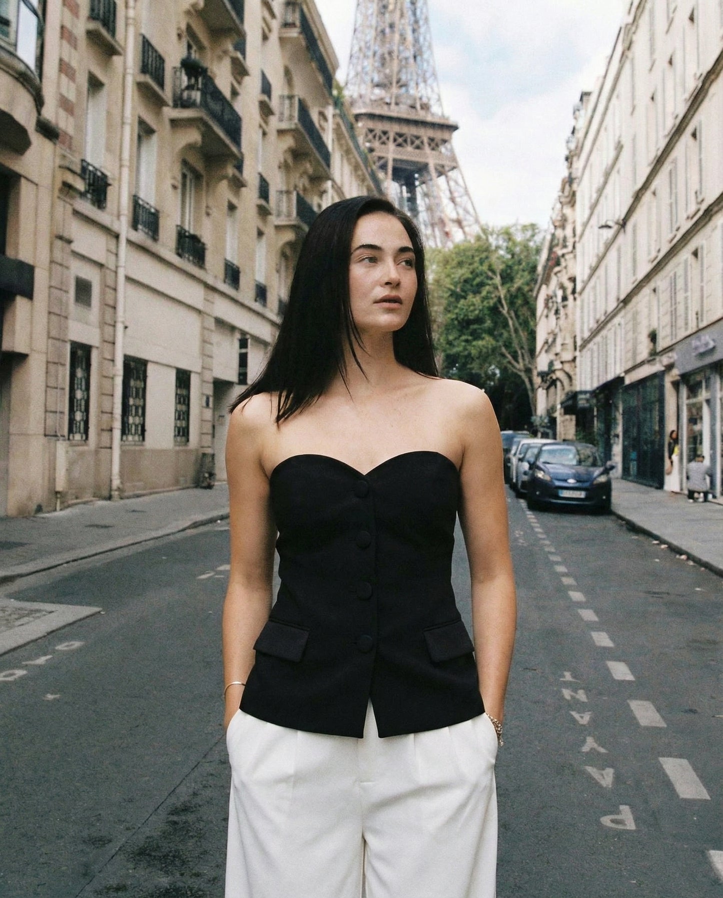 Black Strapless Bandeau Top