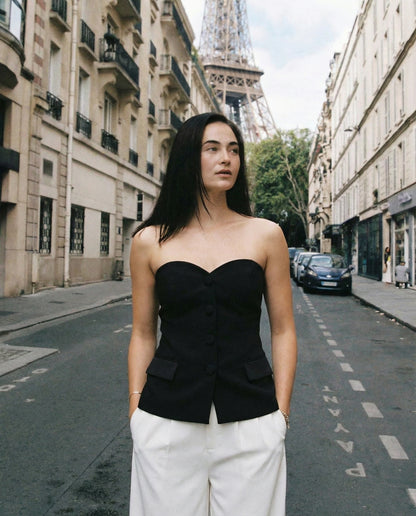 Black Strapless Bandeau Top