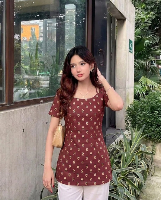 Kesar Halter Neck Corset Kurti