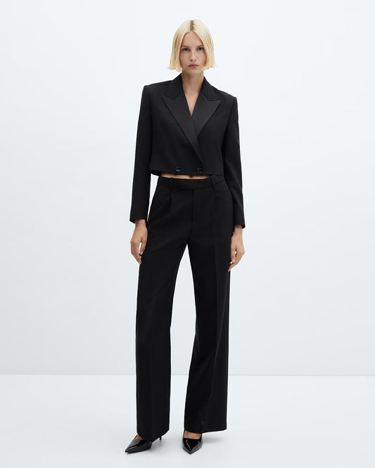 coord sets,bottomwear, topwear,formal, semi-formal, minimal, summer, utilitarian,woven,cotton twill,black,solid,buttons,regular fit top,cropped blazer,waist length top,slit hem,lapel collar,no straps,long sleeves,full sleeves,button up,pants,straight pants,full length,straight hem,mid rise waist,no pockets, OY2175, 25080007GG