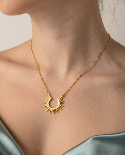 Golden Antitarnish Sunrise Arc Necklace