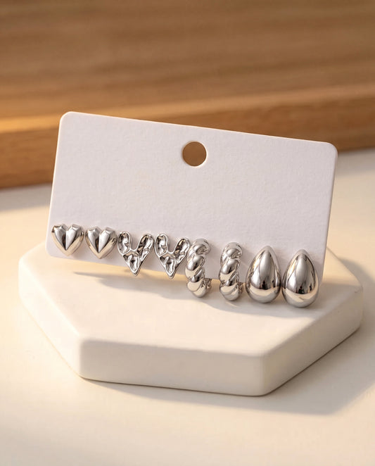 The Silver Earrings  Edit - Set of 4