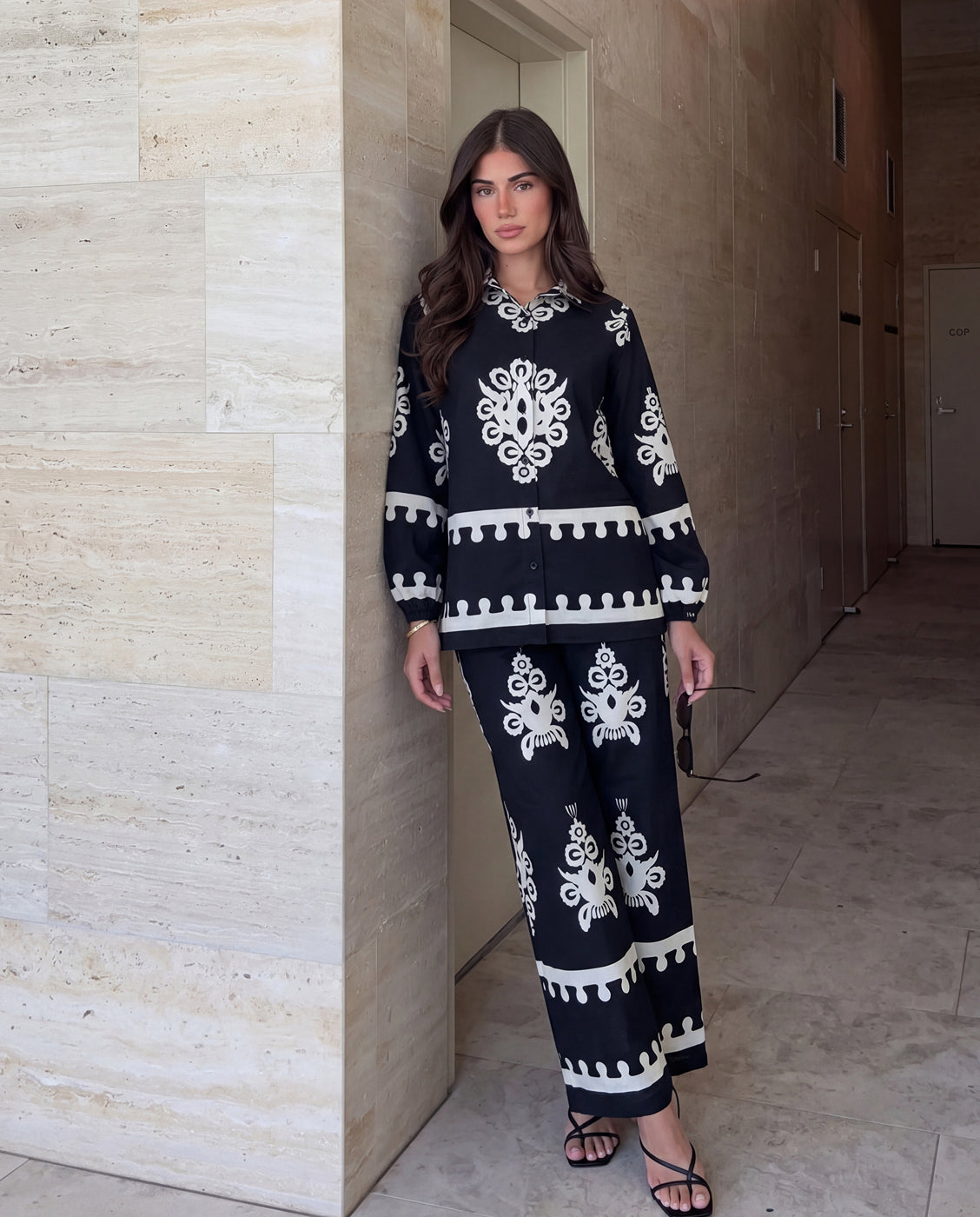 Black Folk Print Co-ord Set