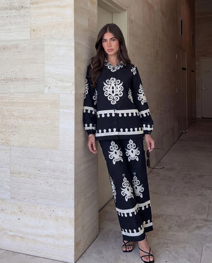 Black Folk Print Co-ord Set