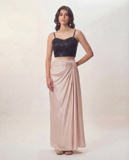 Sequins Top with Champagne Skirt Coord Set