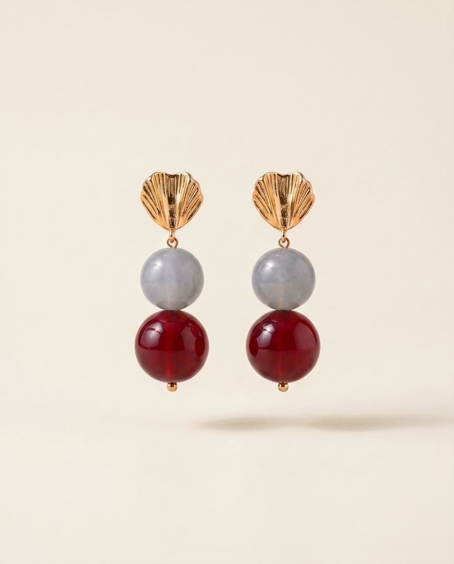 Berry Shell Drop Earrings