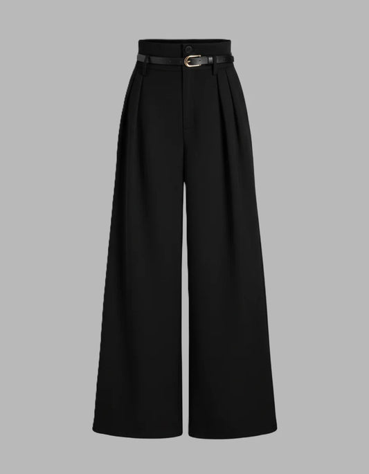 Black Pleated Pants With Belt