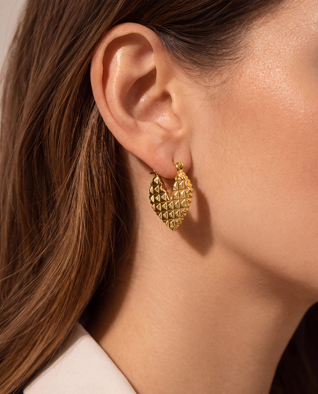 The Quilt Hoop Anti Tarnish Earrings - Gold