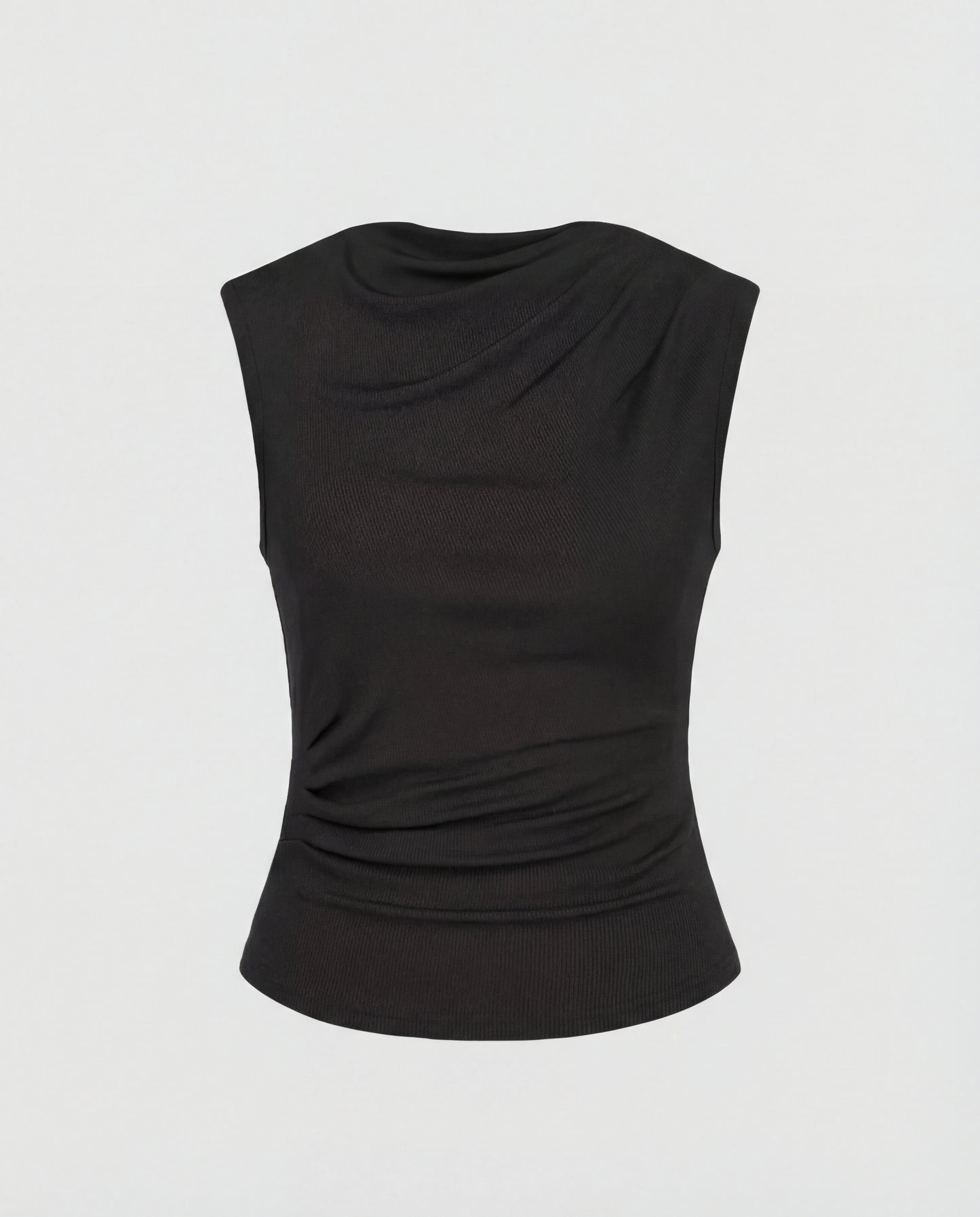 Midnight Black Cowl Neck Top