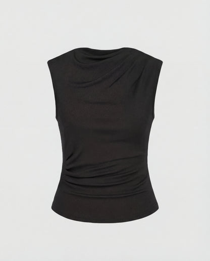 Midnight Black Cowl Neck Top