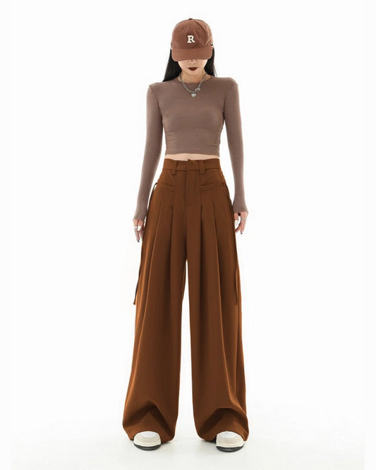 DRAWSTRING ACCENT PLEATED TROUSERS