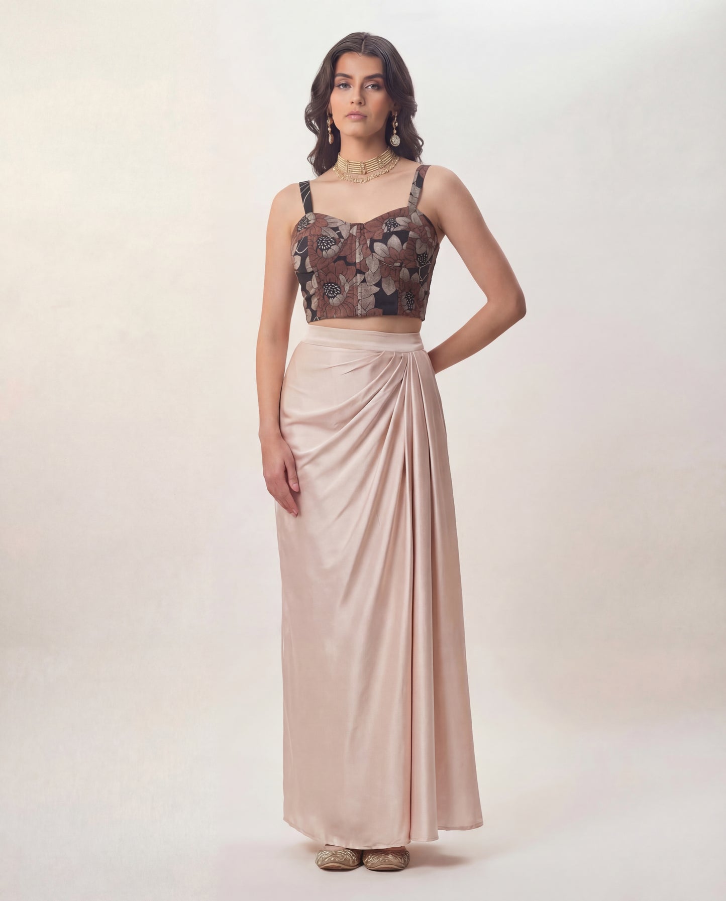 Floral Print Bustier Top and Skirt Coord Set