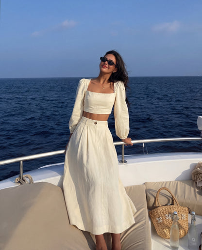 Ivory Co-Ord Set With Billowy Silhouette