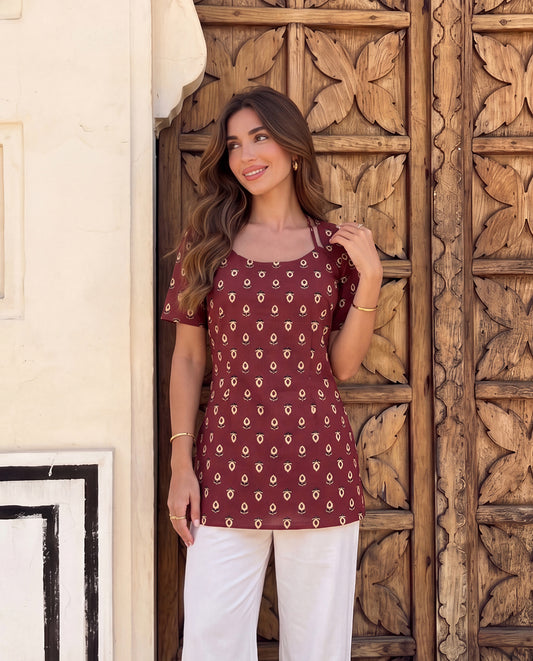 Kesar Halter Neck Corset Kurti
