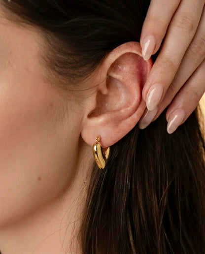 The Petit Dome Anti Tarnish Hoops - Gold
