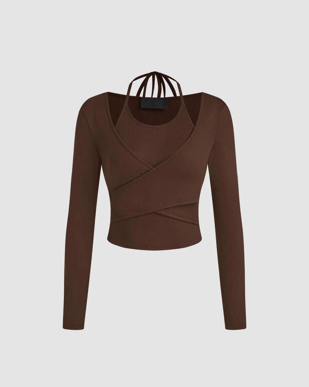 RIBBED HALTER NECK TOP,brown, casual, fitted, halter neck, knitted, long sleeves, regular, ribbed, skinny fit, solid, streetwear, stretchable, summer, tops, topwear,ribbed-halter-neck-top,Color- Brown
Fabric- Ribbed
Fit- Skinny Fit 
Length- Regular
Neck- Halter Neck
Sleeves- Long Sleeves
Print- Solid
Details- Overlap front panels