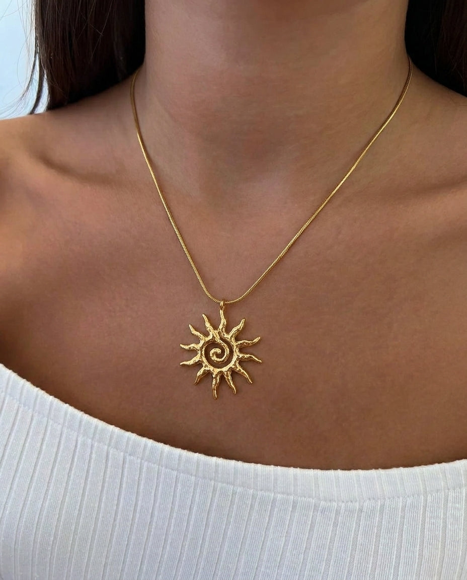 Golden Antitarnish Ray Pendant Necklace