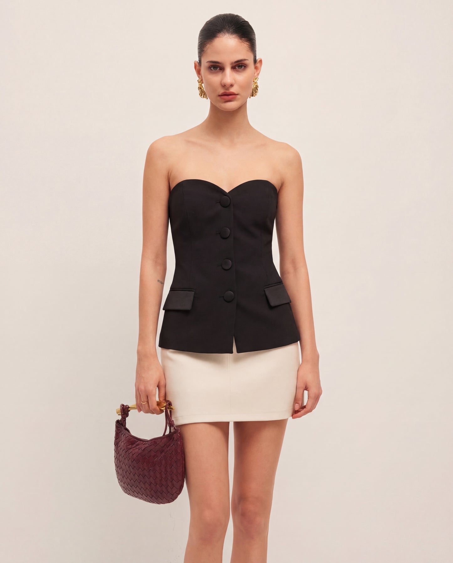 Carved Black Bandeau Top