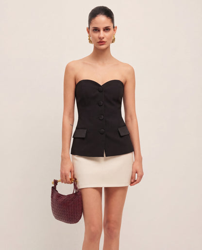 Carved Black Bandeau Top