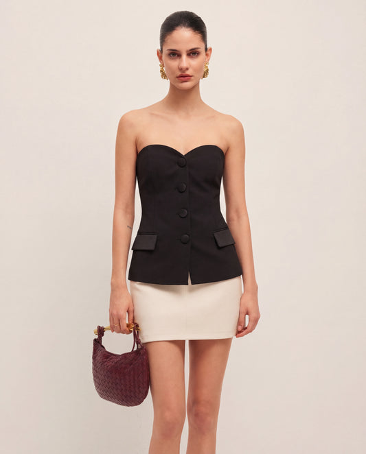 Carved Black Bandeau Top