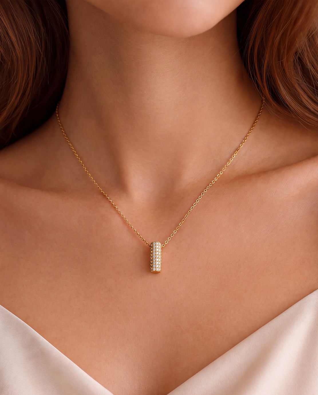 The I Rhinestone Anti Tarnish Necklace - Gold