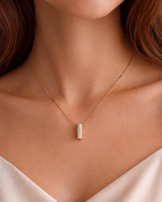 The I Rhinestone Anti Tarnish Necklace - Gold