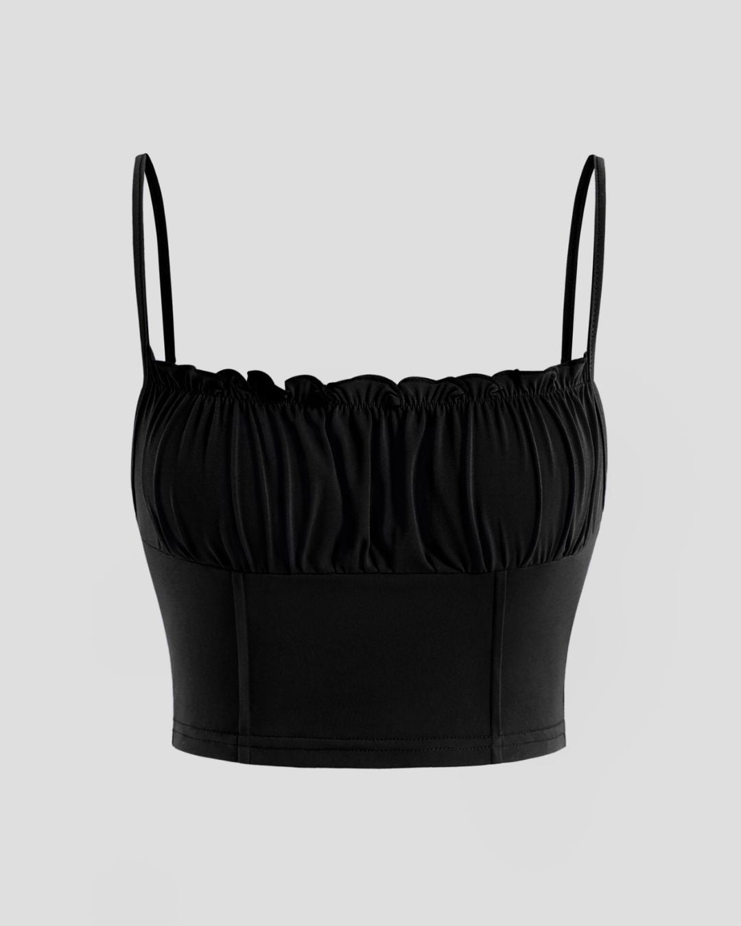 RUCHED CROP TOP,adjustable strap, black, cami neck, casual, crop, knitted, ribbed, ruched, skinny fit, sleeveless, solid, streetwear, stretchable, tops, topwear,ruched-crop-top-black,Color- Black
Fabric- Ribbed
Fit- Skinny Fit 
Length- Crop
Neck- Cami Neck
Sleeves- Sleeveless
Straps- Adjustable Straps
Print- Solid
Details- Ruching