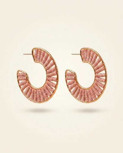 Woven Rattan Hoop Earrings