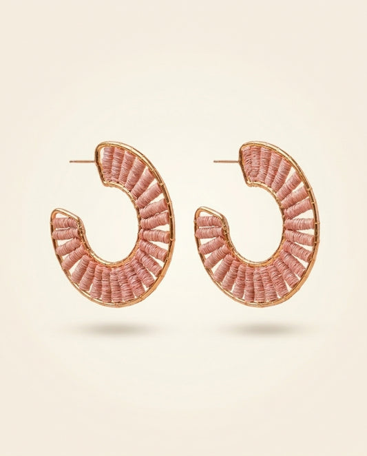 Woven Rattan Hoop Earrings