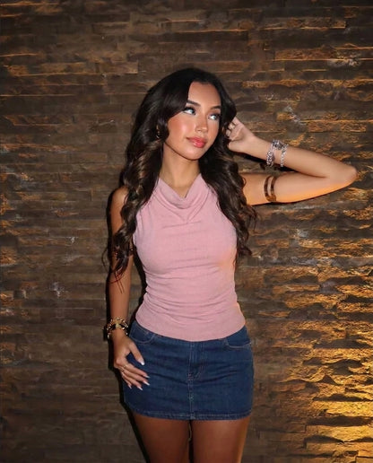 Light Pink Cowl Neck Top