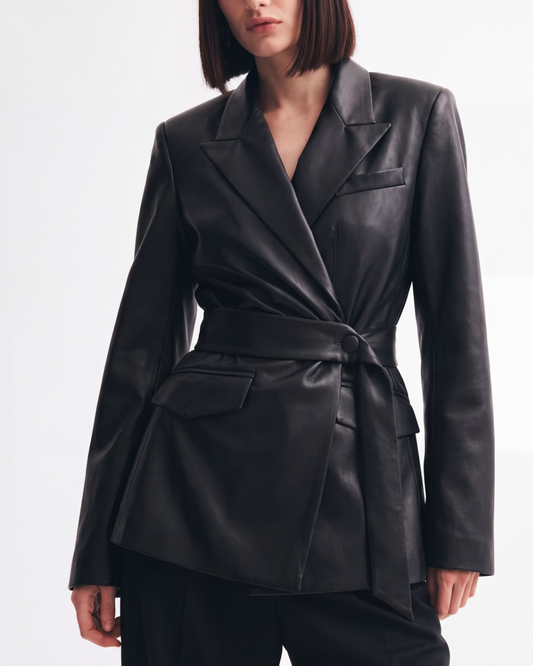 Black Wrap-Up Jacket with Belt