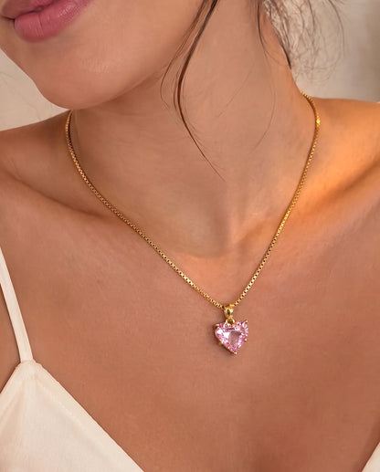 The Crystal Heart Anti Tarnish Necklace - Gold