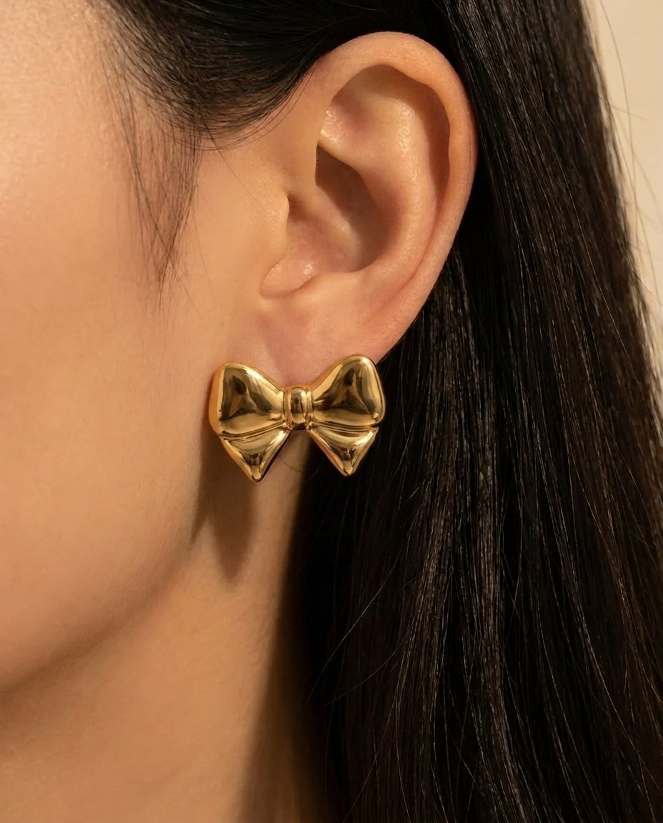 The Ribbon Anti Tarnish Studs - Gold