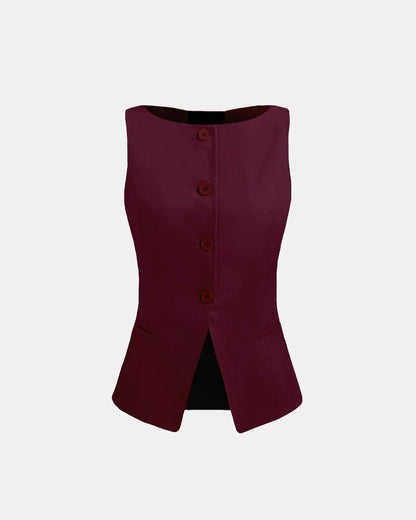 topwear,waist coat,semi-formal,creative workwear,woven,lycra, polyester,,maroon,tailored fit,regular,boat neck,sleeveless