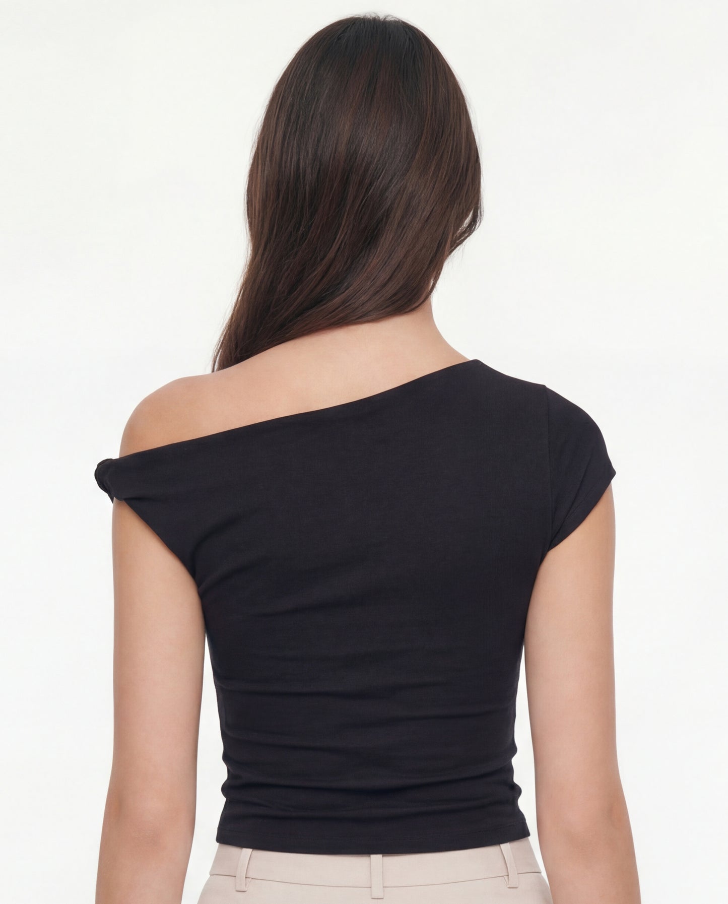 Knot Up Shoulder Fitted Top In Black
